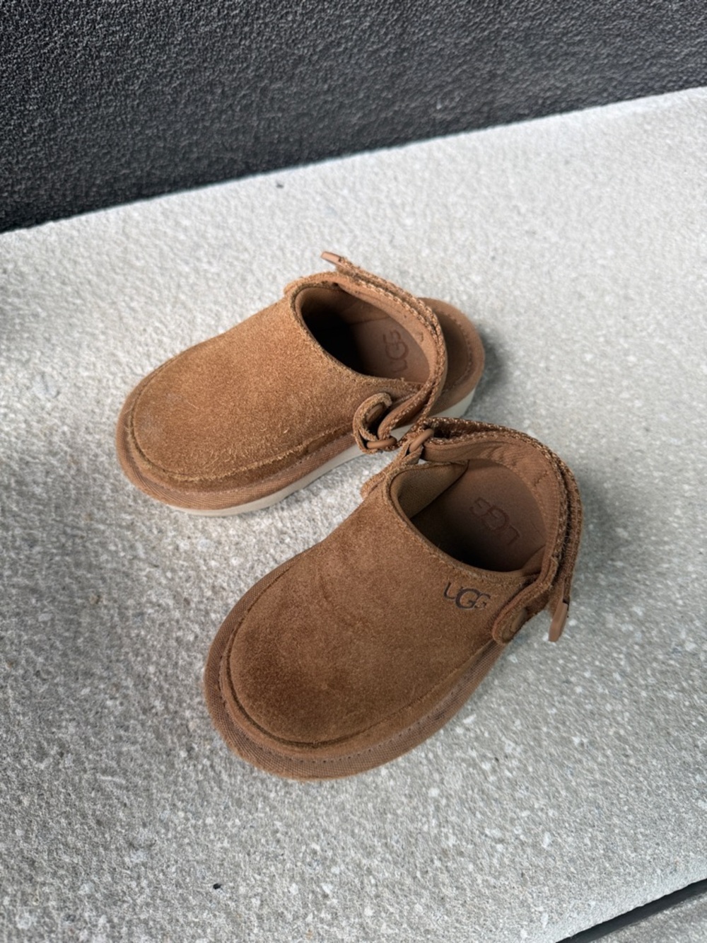 UGG Toddler Chestnut Brown Suede Slide Sandals with Adjustable Strap - Picture 6 of 7